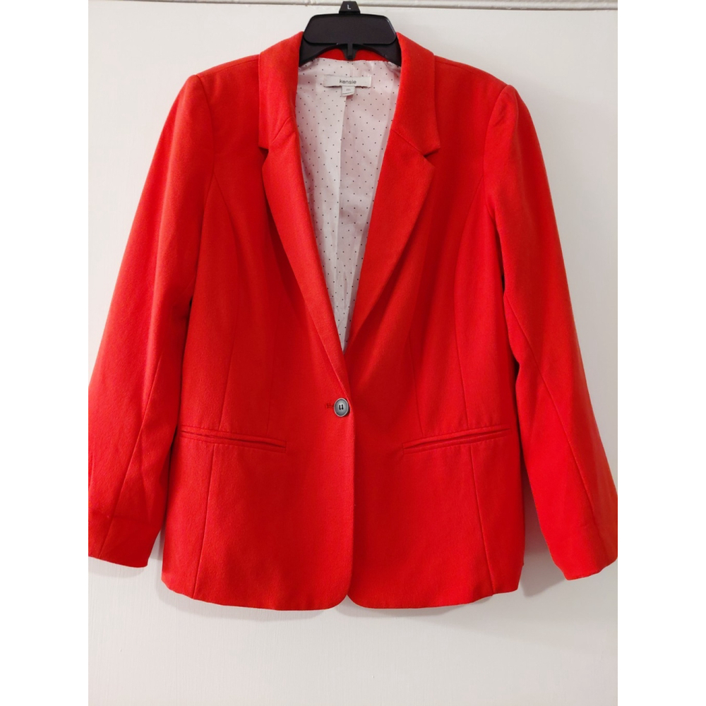 Kensie Women's Burgandy Button Front Long Sleeve Blazer Jacket Size M NWOT